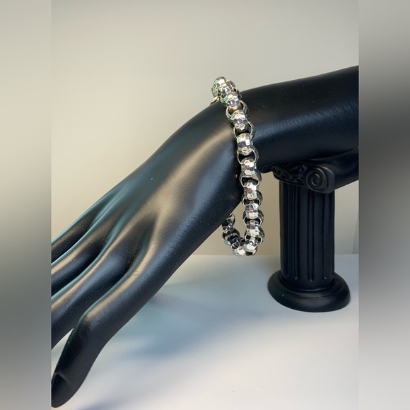 Silpada HTF Heavy Hammered Sterling Silver Large Rolo Link Toggle Bracelet - 8” - Picture 1 of 13
